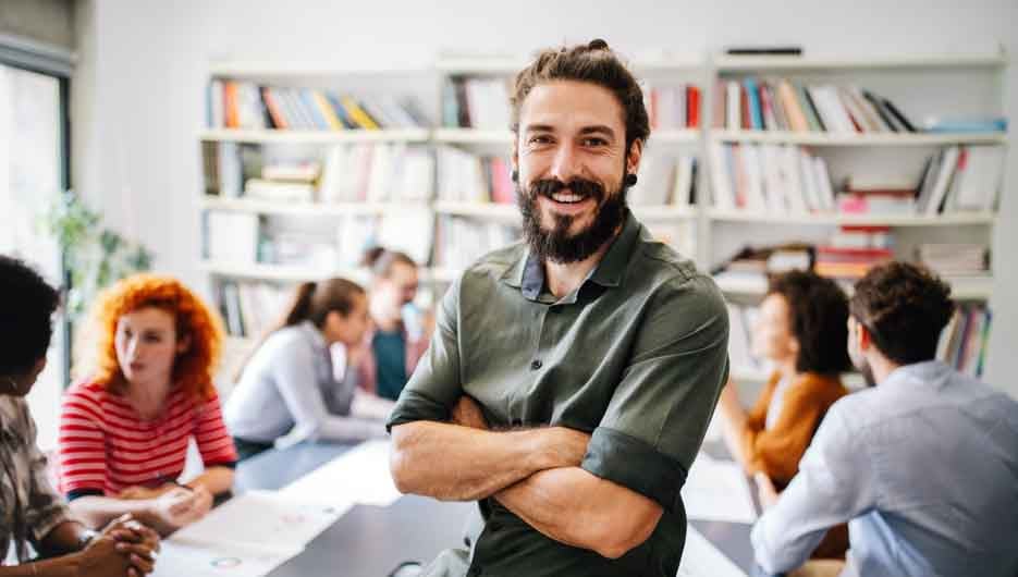 Successful company with happy workers. Business meeting teamwork office concept